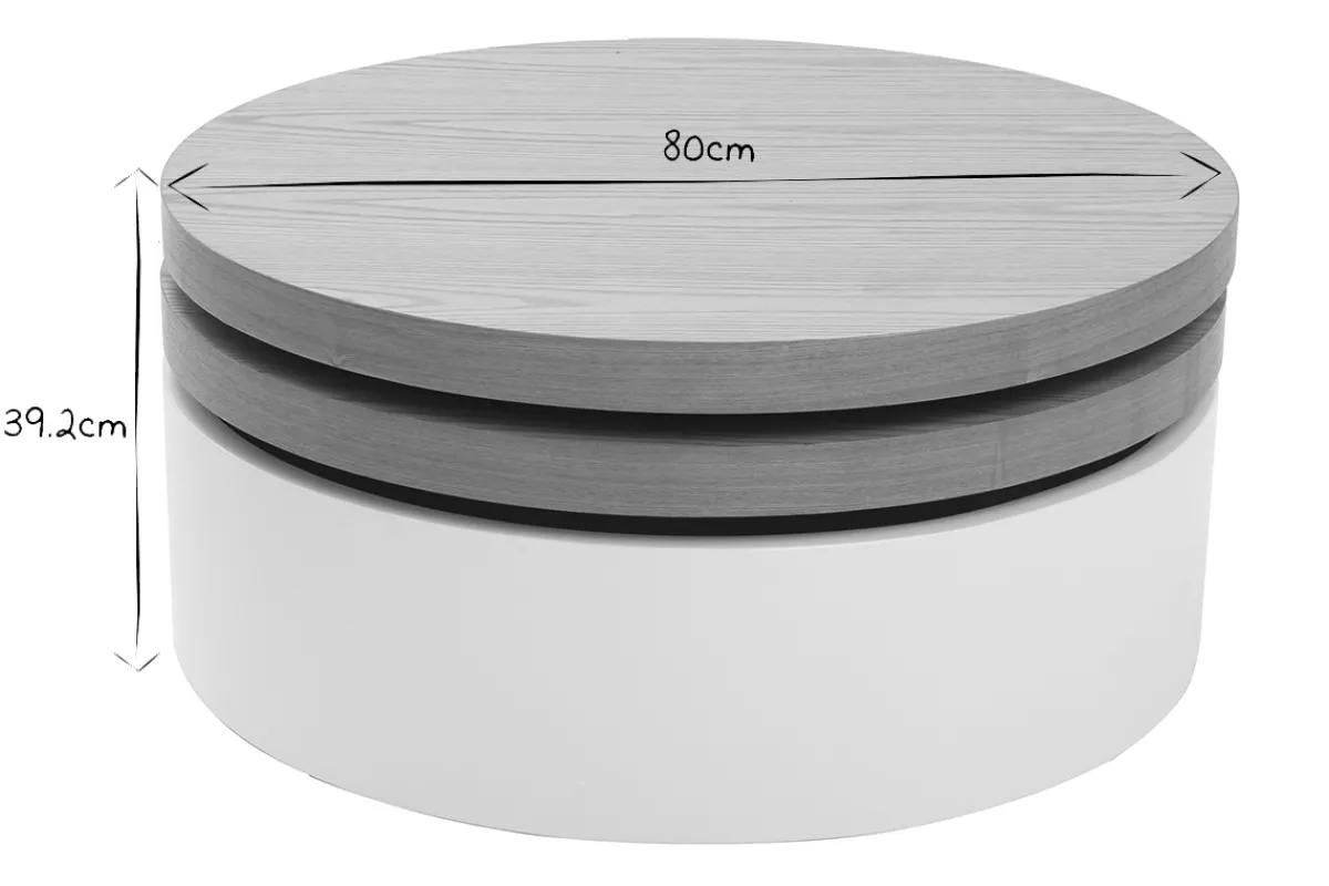 Miliboo Couchtisch mit drehbaren Tischplatten und Staufläche Weiß und Holz ICON* Couchtische