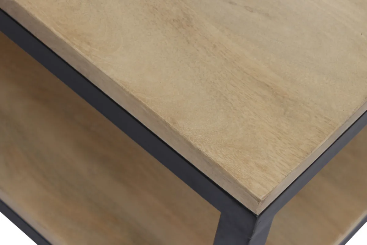 Miliboo Couchtisch mit Rollen aus massivem Mangoholz und Metall FACTORY* Couchtische