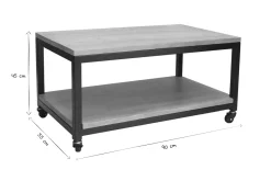 Miliboo Couchtisch mit Rollen aus massivem Mangoholz und Metall FACTORY* Couchtische