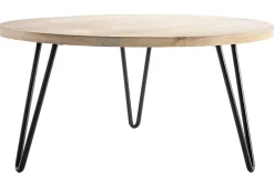 Miliboo Couchtisch rund Mangoholz und Metall 80 x 40 cm (B x H) VIBES* Couchtische