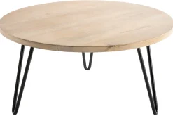 Miliboo Couchtisch rund Mangoholz und Metall 80 x 40 cm (B x H) VIBES* Couchtische