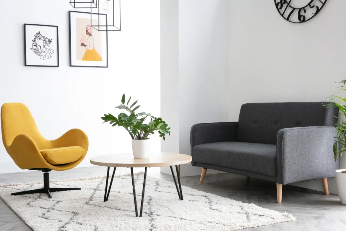 Miliboo Couchtisch rund Mangoholz und Metall 80 x 40 cm (B x H) VIBES* Couchtische