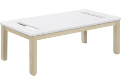 Miliboo Couchtisch skandinavisch mit integrierter Bank Weiß und helles Holz CYBEL* Couchtische