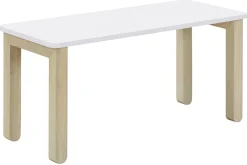 Miliboo Couchtisch skandinavisch mit integrierter Bank Weiß und helles Holz CYBEL* Couchtische