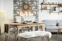 Miliboo Design Bank 100 cm Weiß und Holz LEENA* Holzstühle|Bänke