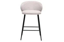 Miliboo Design Barhocker aus texturiertem, beigefarbenem Samtstoff und schwarzem Metall (Set mit 2) ROSALIE* Barhocker