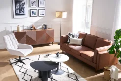 Miliboo Design Sessel im beigen strukturiertem Samtdesign drehbar KING* Design-sessel|Sessel