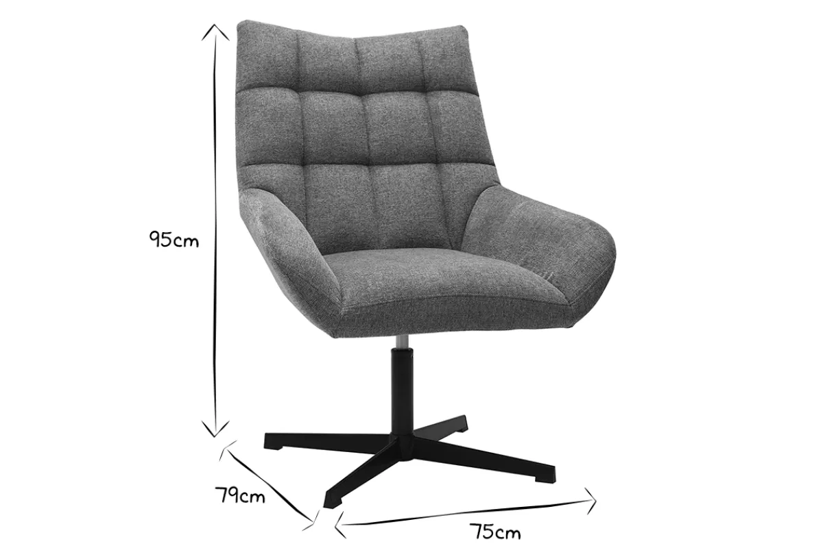 Miliboo Design Sessel im dunkelgrauen strukturiertem Samtdesign drehbar KING* Design-sessel|Sessel