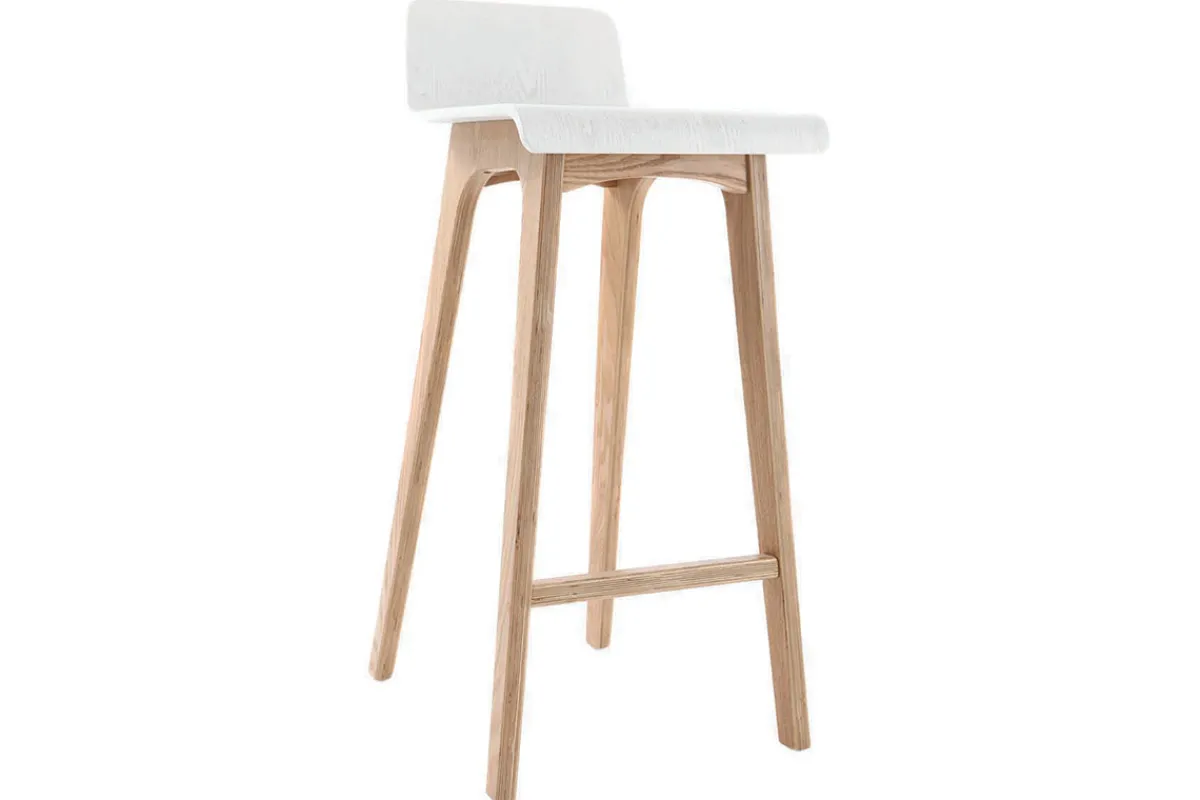 Miliboo Design-Barhocker / -stuhl Holz naturfarben und Weiß skandinavisch BALTIK* Barhocker