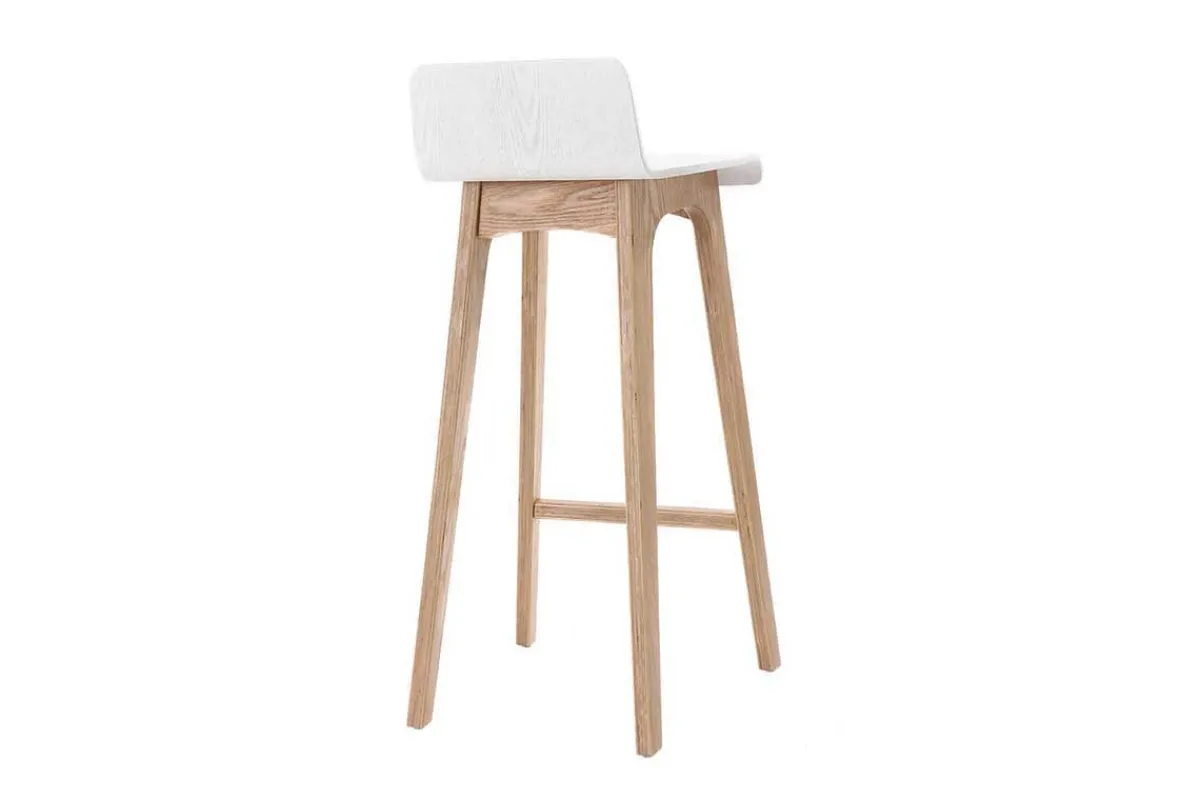 Miliboo Design-Barhocker / -stuhl Holz naturfarben und Weiß skandinavisch BALTIK* Barhocker