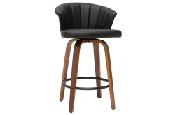 Miliboo Design-Barhocker ALBIN drehbar schwarz und dunkles Holz H65 cm* Barhocker