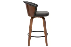 Miliboo Design-Barhocker ALBIN drehbar schwarz und dunkles Holz H65 cm* Barhocker