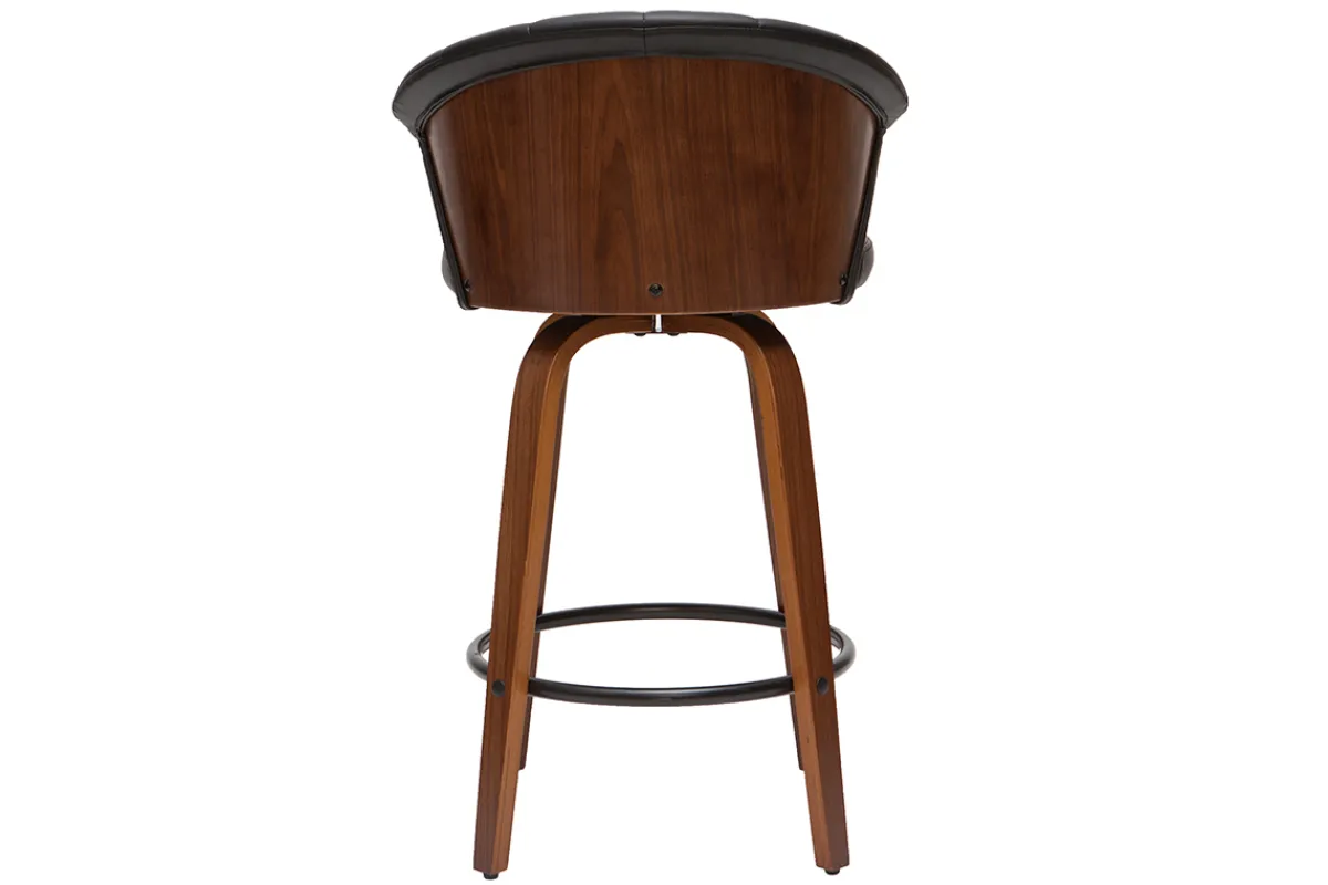 Miliboo Design-Barhocker ALBIN drehbar schwarz und dunkles Holz H65 cm* Barhocker