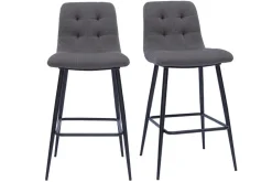 Miliboo Design-Barhocker aus grauem Stoff und Metall H65 cm (Satz von 2) ESCAPE* Barhocker