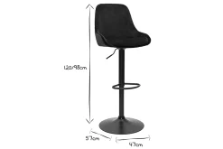Miliboo Design-Barhocker aus petrolblauem Samtstoff und schwarzem Metall 360° drehbar (2er-Set) HOLO* Barhocker