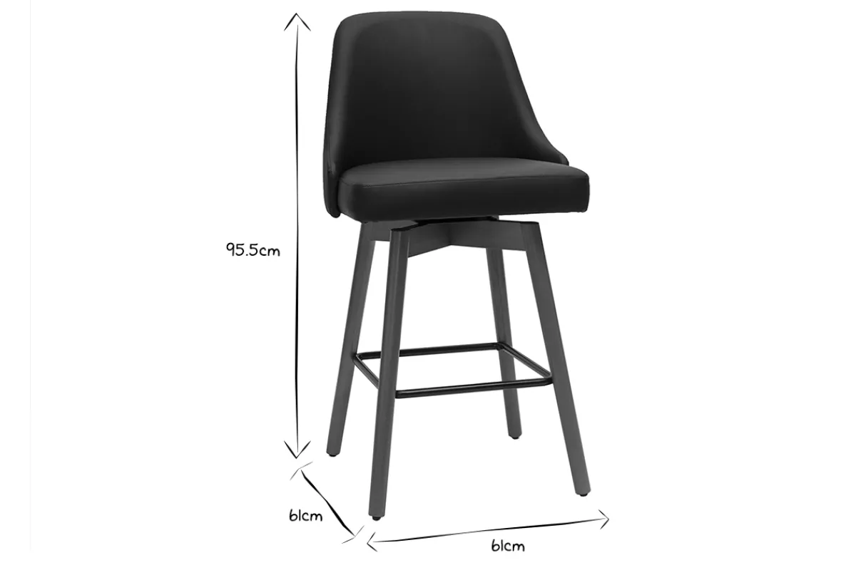 Miliboo Design-Barhocker drehbar schwarz und dunkles Holz H65 cm (2er-Set) HASTA* Barhocker
