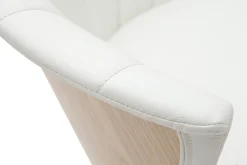 Miliboo Design-Barhocker drehbar weiß und helles Holz H65 cm ALBIN* Barhocker