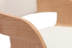Miliboo Design-Barhocker drehbar weiß und helles Holz H 67 cm GAO* Barhocker