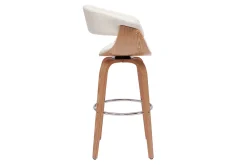 Miliboo Design-Barhocker drehbar weiß mit hellem Holz H 67 cm OKTAV* Barhocker