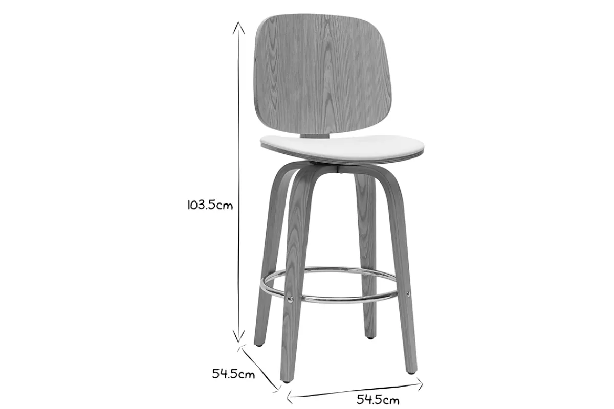 Miliboo Design-Barhocker drehbar weiß und helles Holz H66 cm (2er-Set) BECK* Barhocker