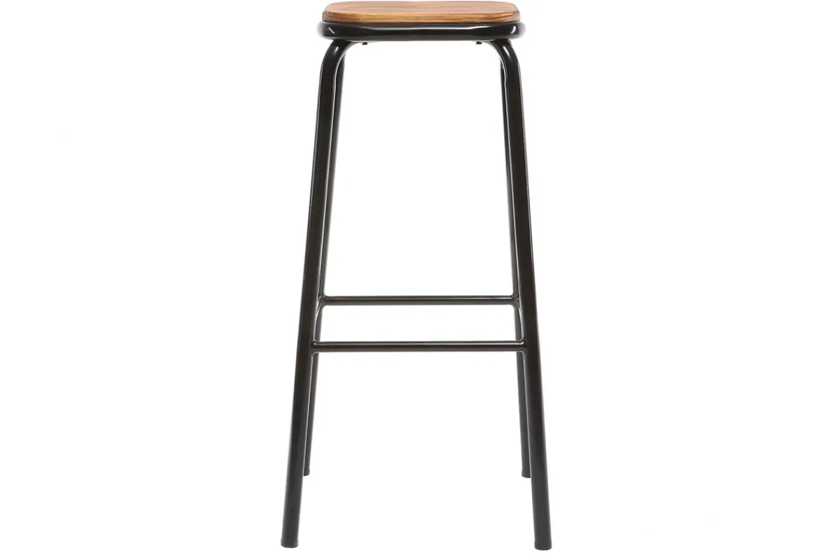 Miliboo Design-Barhocker Edelstahl 2er-Set H 75 cm dunkles Holz MEMPHIS* Barhocker