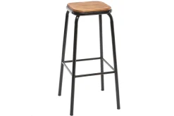 Miliboo Design-Barhocker Edelstahl 2er-Set H 75 cm dunkles Holz MEMPHIS* Barhocker