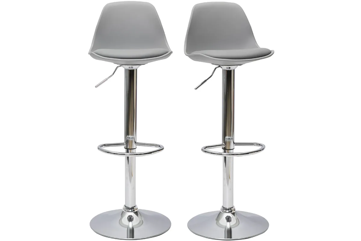 Miliboo Design-Barhocker Hellgrau (2er-Set) STEEVY* Barhocker