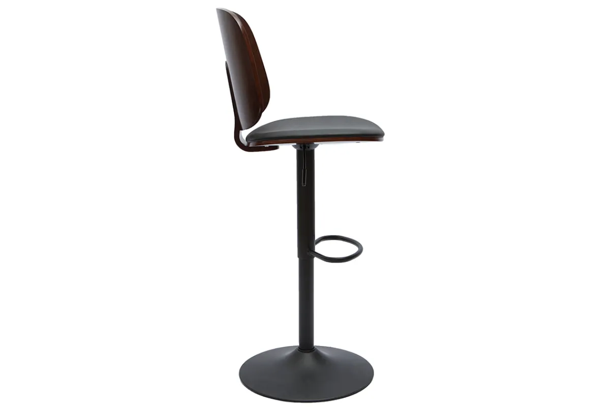 Miliboo Design-Barhocker höhenverstellbar schwarz und dunkles Holz BECK* Barhocker
