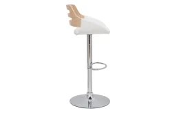 Miliboo Design-Barhocker höhenverstellbar weiß und helles Holz PERNIK* Barhocker