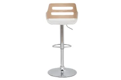 Miliboo Design-Barhocker höhenverstellbar weiß und helles Holz PERNIK* Barhocker