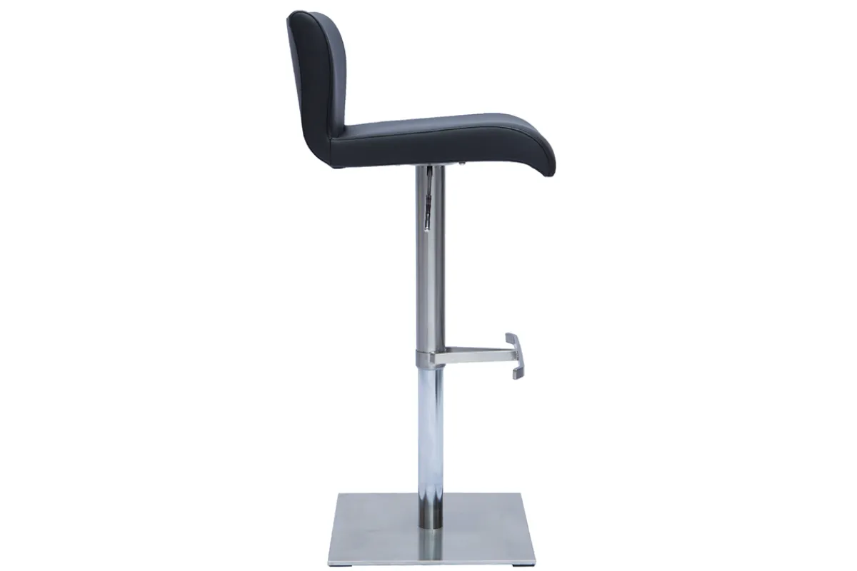 Miliboo Design-Barhocker höhenverstellbar schwarz gebürsteter Edelstahl SHEINA* Barhocker