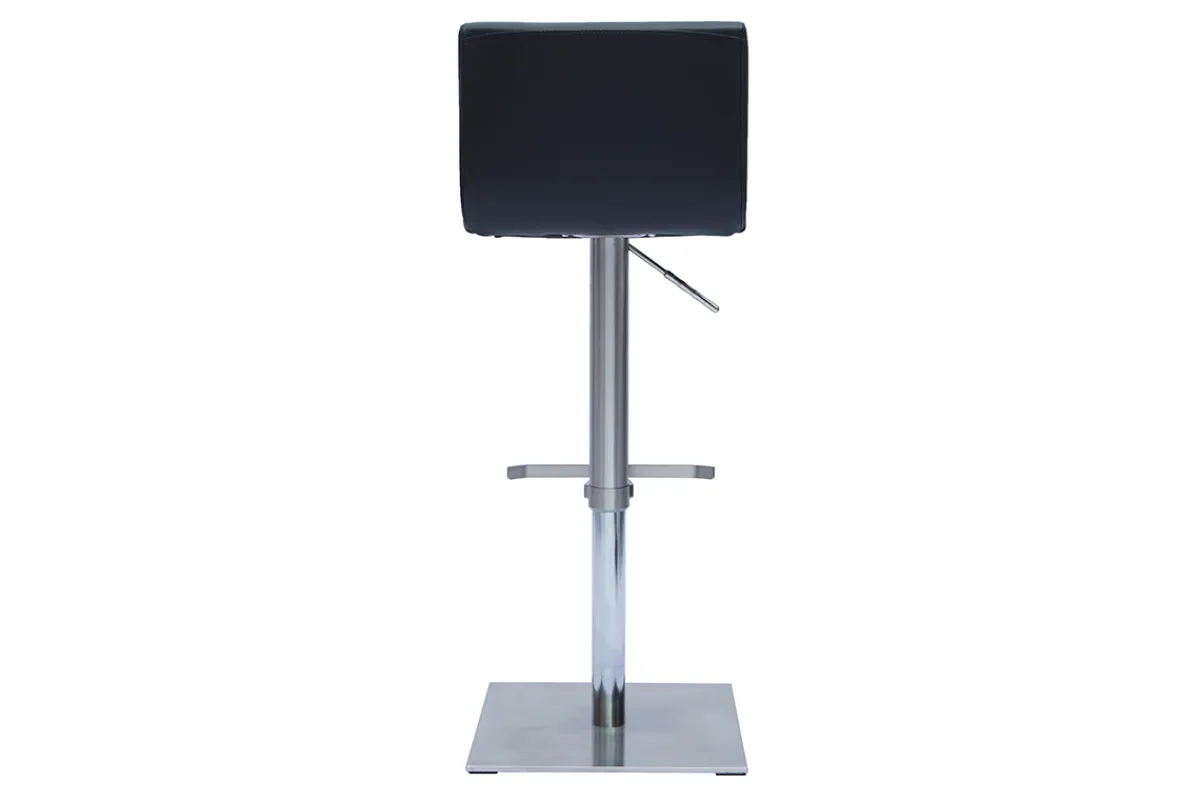 Miliboo Design-Barhocker höhenverstellbar schwarz gebürsteter Edelstahl SHEINA* Barhocker