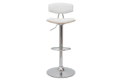 Miliboo Design-Barhocker höhenverstellbar weiß und helles Holz VASCO* Barhocker