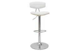 Miliboo Design-Barhocker höhenverstellbar weiß und helles Holz VASCO* Barhocker