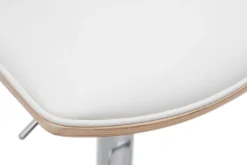 Miliboo Design-Barhocker höhenverstellbar weiß und helles Holz VASCO* Barhocker