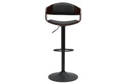 Miliboo Design-Barhocker höhenverstellbar schwarz und dunkles Holz EUSTACHE* Barhocker