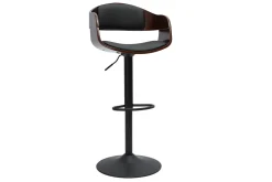 Miliboo Design-Barhocker höhenverstellbar schwarz und dunkles Holz EUSTACHE* Barhocker