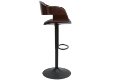 Miliboo Design-Barhocker höhenverstellbar schwarz und dunkles Holz EUSTACHE* Barhocker