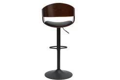 Miliboo Design-Barhocker höhenverstellbar schwarz und dunkles Holz EUSTACHE* Barhocker
