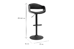 Miliboo Design-Barhocker höhenverstellbar schwarz und dunkles Holz EUSTACHE* Barhocker