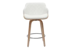 Miliboo Design-Barhocker höhenverstellbar weiß und helles Holz LUCIEN* Barhocker