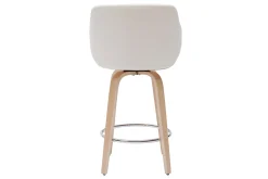 Miliboo Design-Barhocker höhenverstellbar weiß und helles Holz LUCIEN* Barhocker