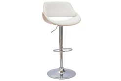 Miliboo Design-Barhocker höhenverstellbar weiß und helles Holz CLASH* Barhocker