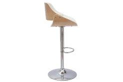 Miliboo Design-Barhocker höhenverstellbar weiß und helles Holz CLASH* Barhocker