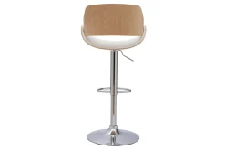 Miliboo Design-Barhocker höhenverstellbar weiß und helles Holz CLASH* Barhocker