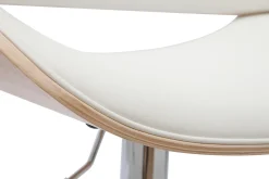 Miliboo Design-Barhocker höhenverstellbar weiß und helles Holz CLASH* Barhocker
