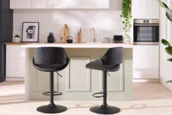 Miliboo Design-Barhocker höhenverstellbar weiß und helles Holz CLASH* Barhocker