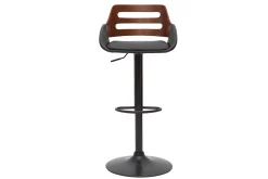 Miliboo Design-Barhocker höhenverstellbar schwarz und Walnuss PERNIK* Barhocker