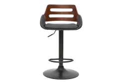 Miliboo Design-Barhocker höhenverstellbar schwarz und Walnuss PERNIK* Barhocker