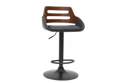 Miliboo Design-Barhocker höhenverstellbar schwarz und Walnuss PERNIK* Barhocker